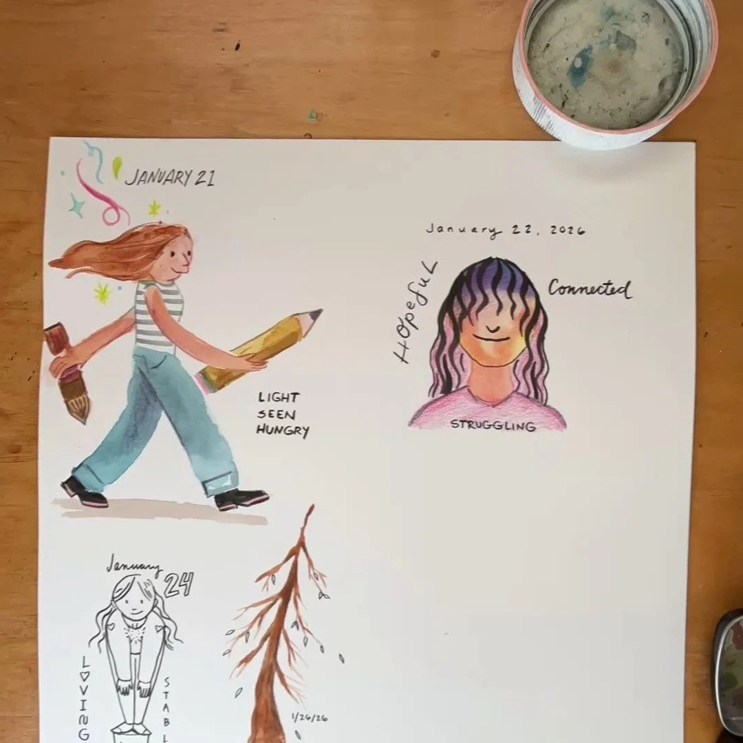 January 29th, another day of my self portrait personal project. Feeling a little stuffed and foggy in my sinuses, like a little storm inside. #selfportrait_society #illustrator #watercolorillustration