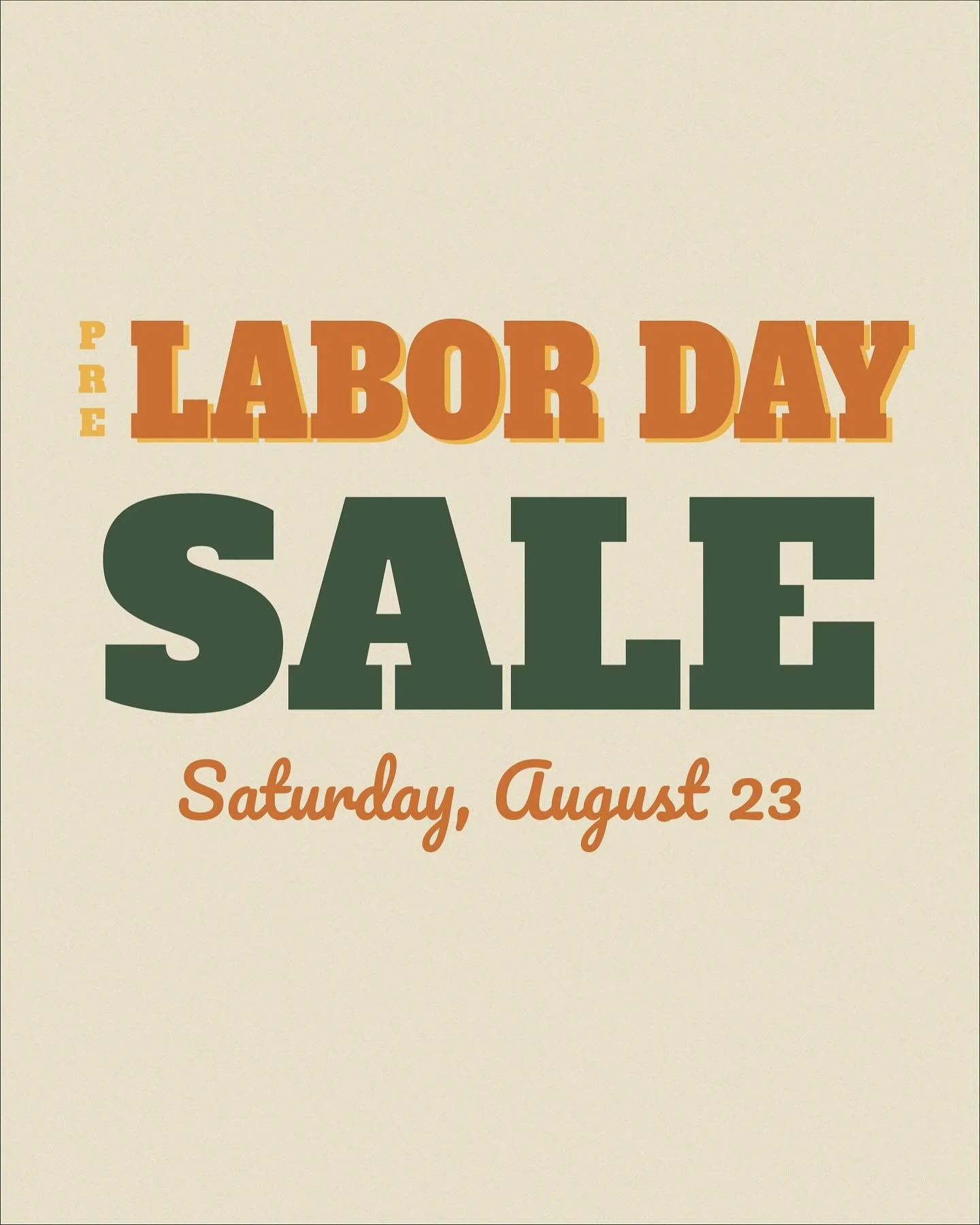 Labor Day’s coming early this year, and we’ve already started marking a whole lot of stuff down! Stop by next weekend for up to 60% off 🙌🏼