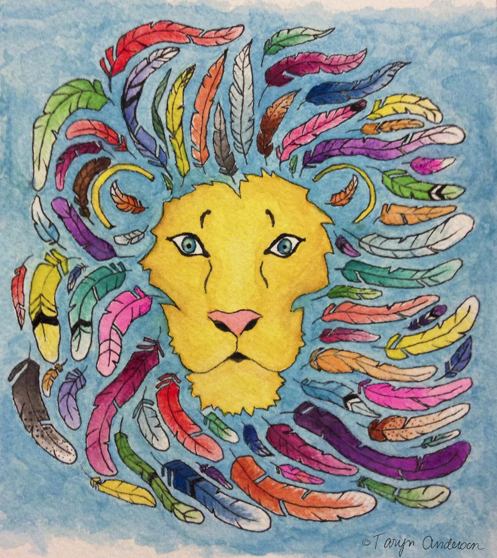 Watercolor Lion Feather Mane_tma 2014.jpg
