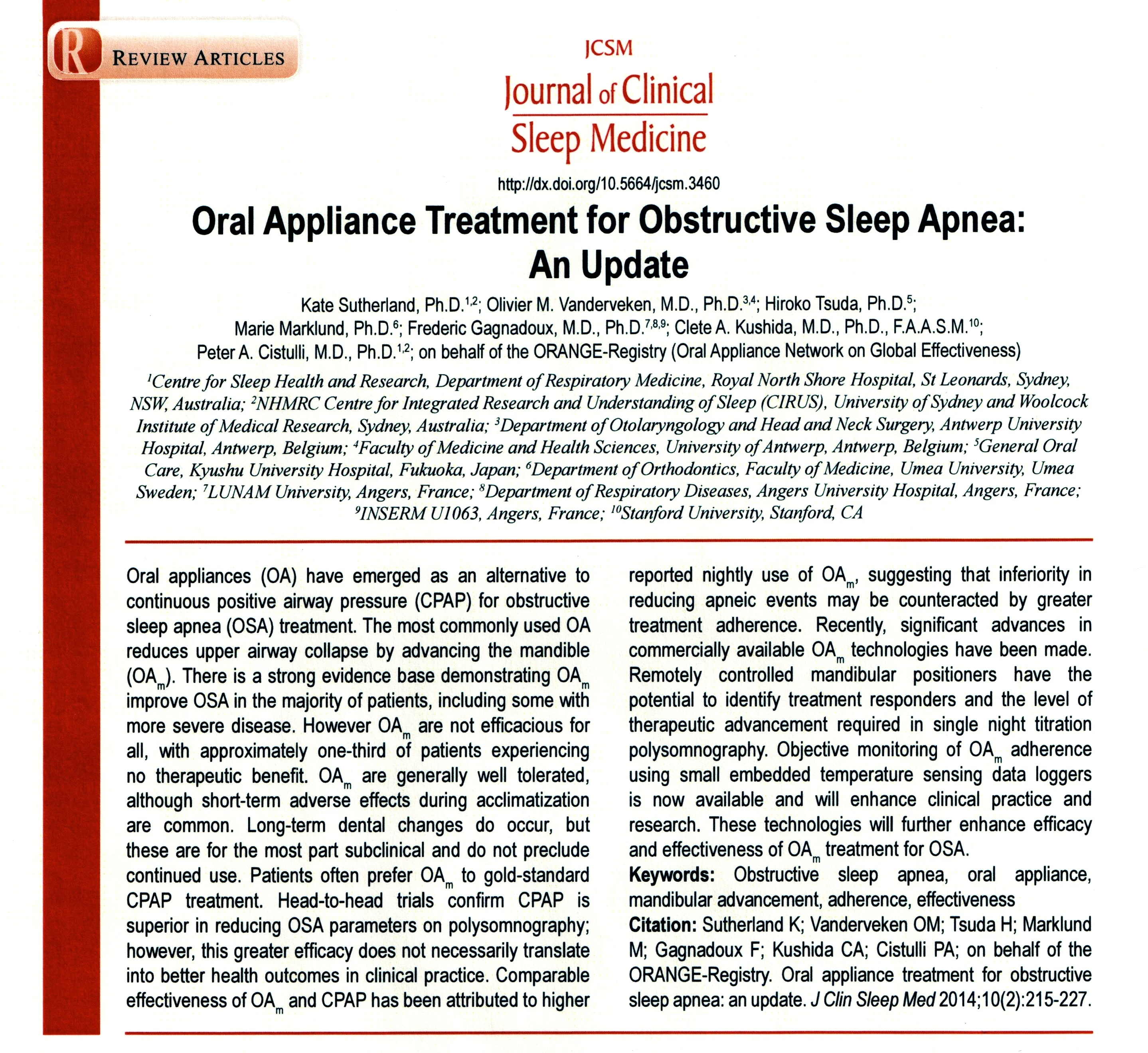 Oral Appliances Come Of Age...