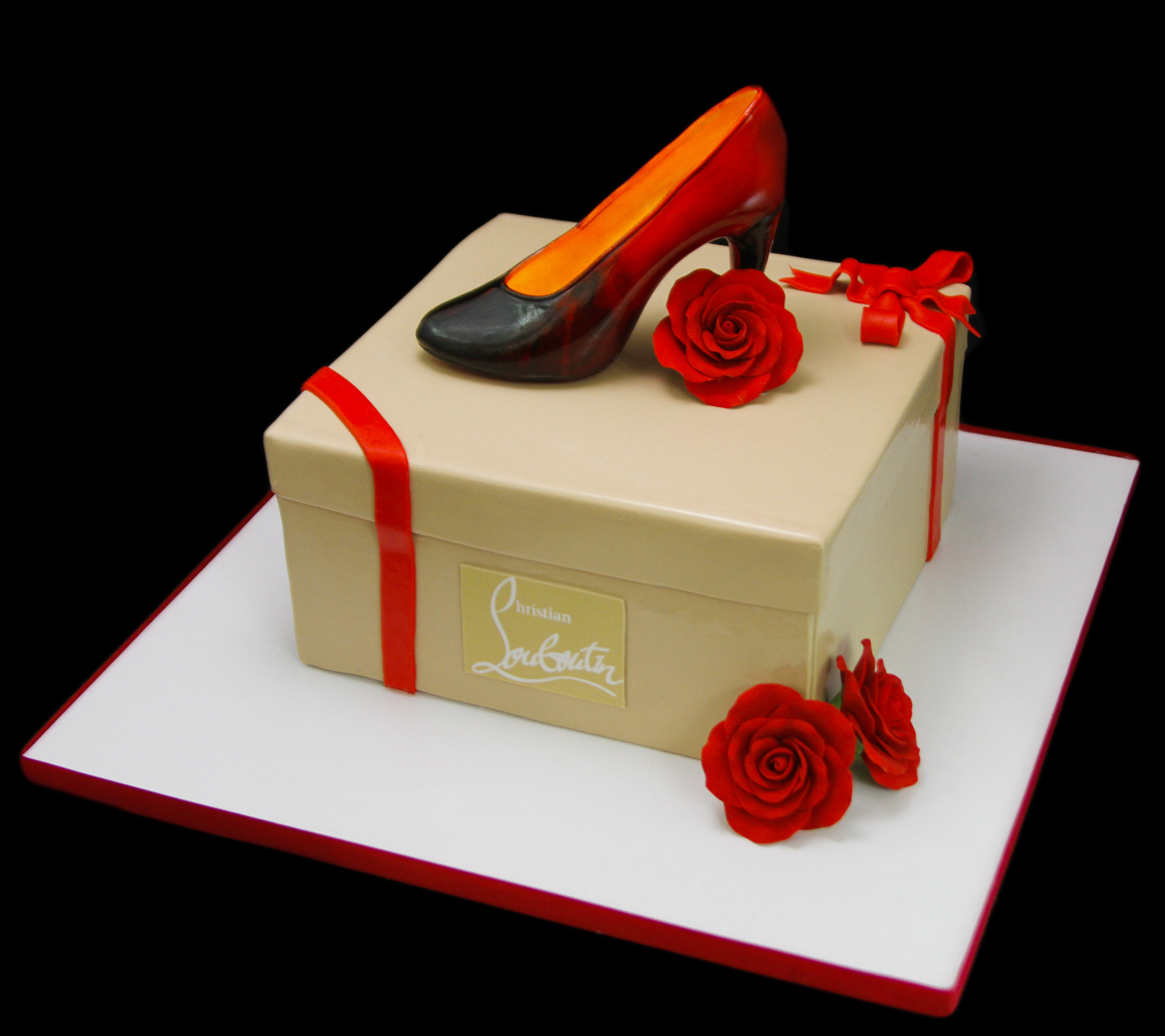 Christian Louboutin Ombre Shoe on a Shoebox Cake.jpg