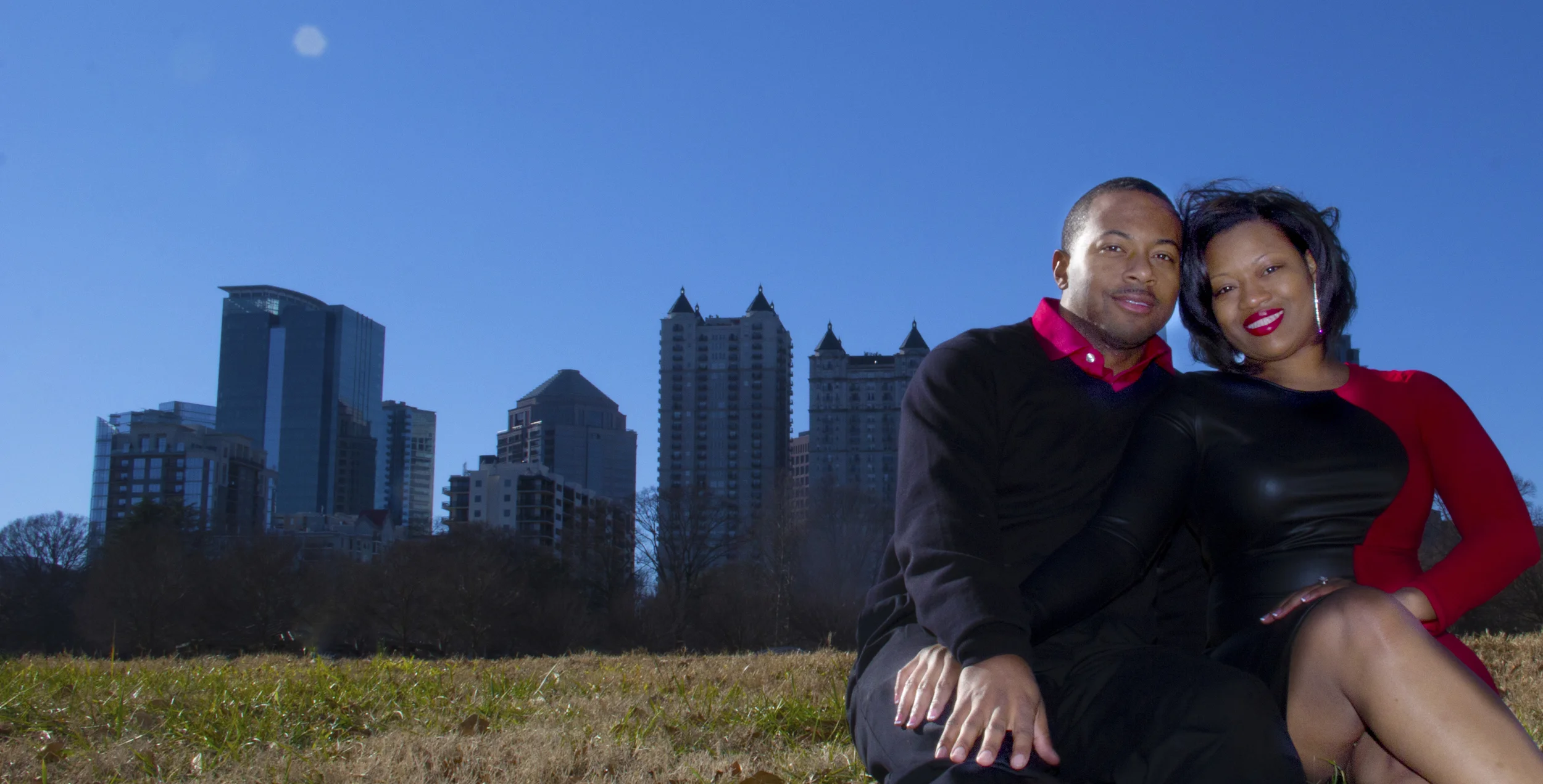 Piedmont Park Skyline Engagement Photo