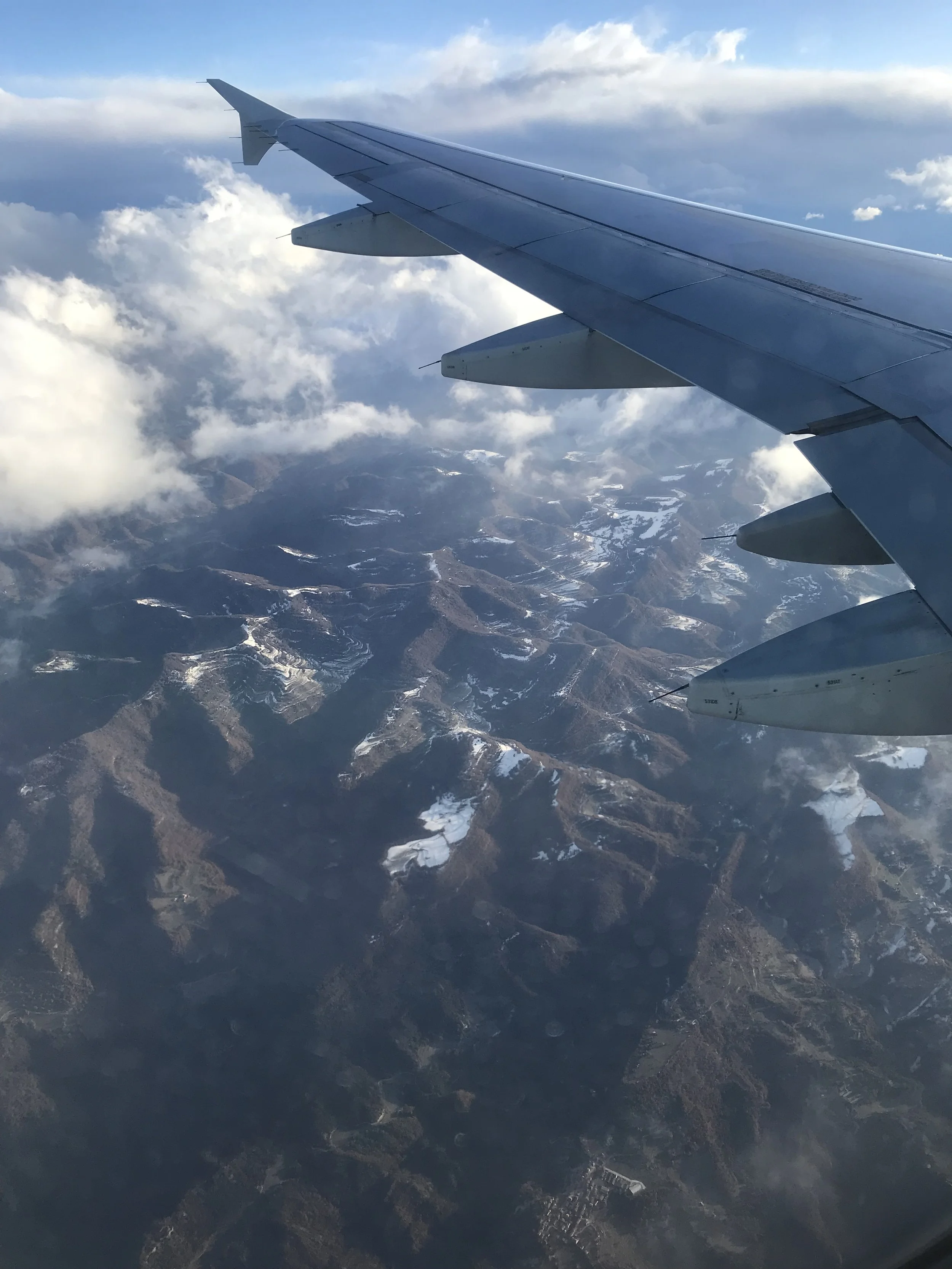 View of Mountains before landing in Barcelona