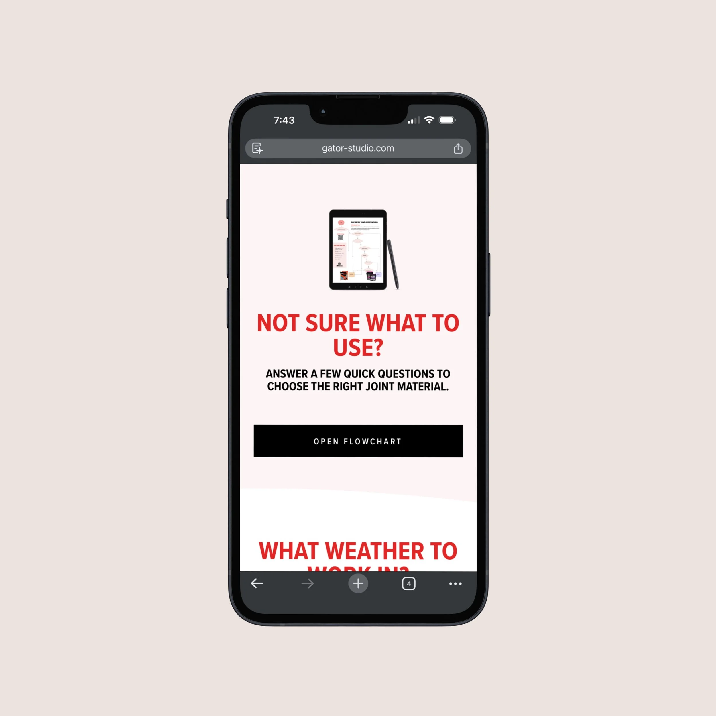 Image of sand selector tool on Gator Studio online portal