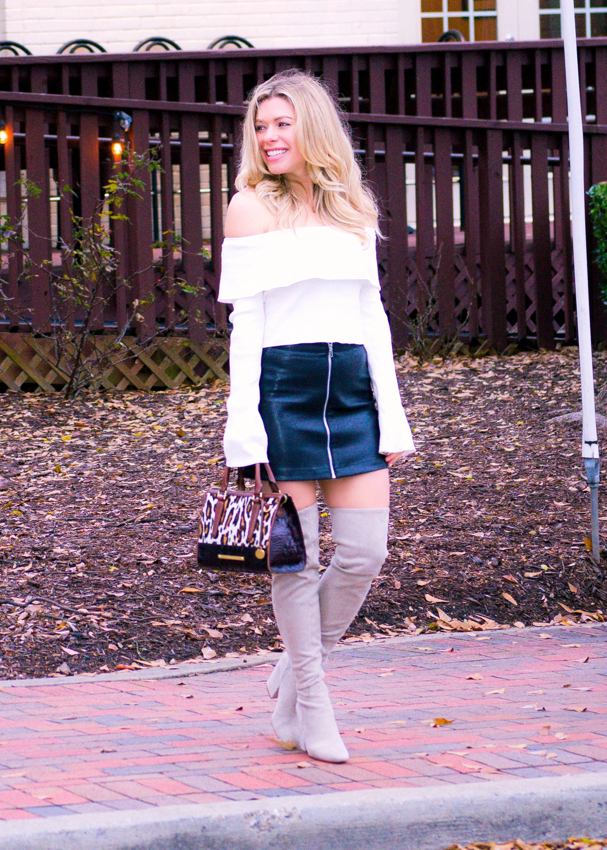 Moto Zip Leather Skirt 