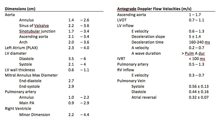 Basic Echo Reference — UW Cardiology Fellows