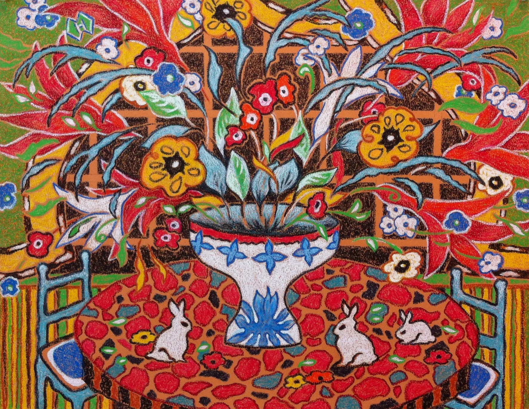 White Vase, Tulips and Rabbits.JPG