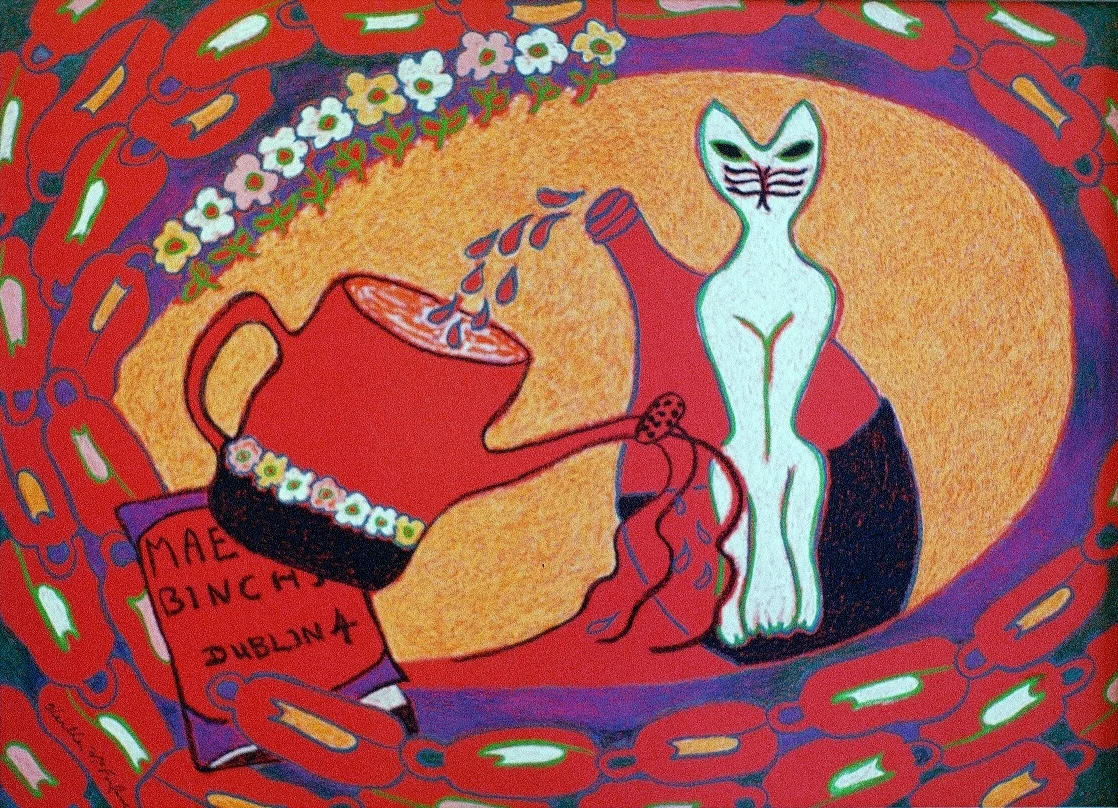 White Cat with Watering Can