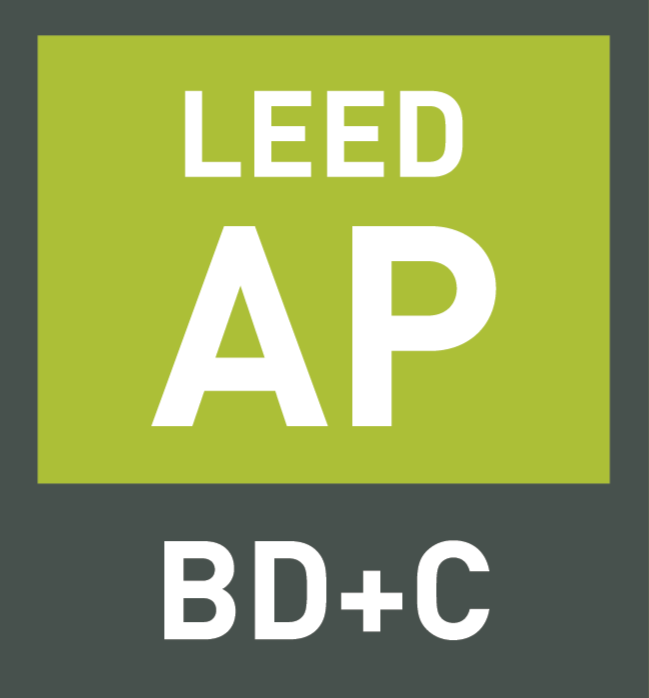 LEED AP BD+C certification logo.