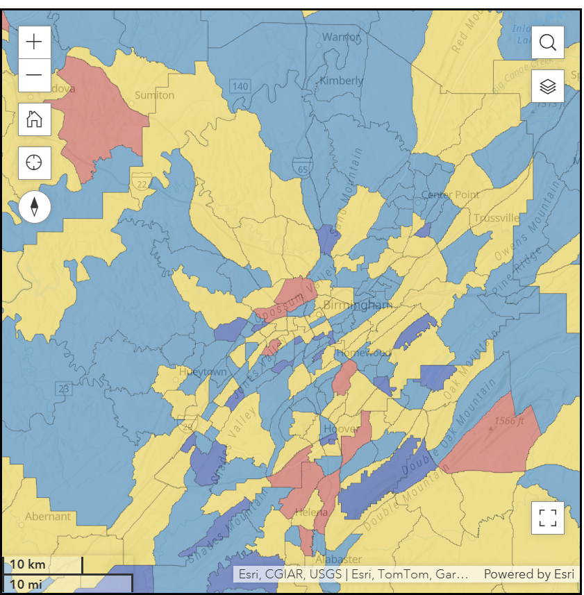 GIS created map showing vulnerability metrics.