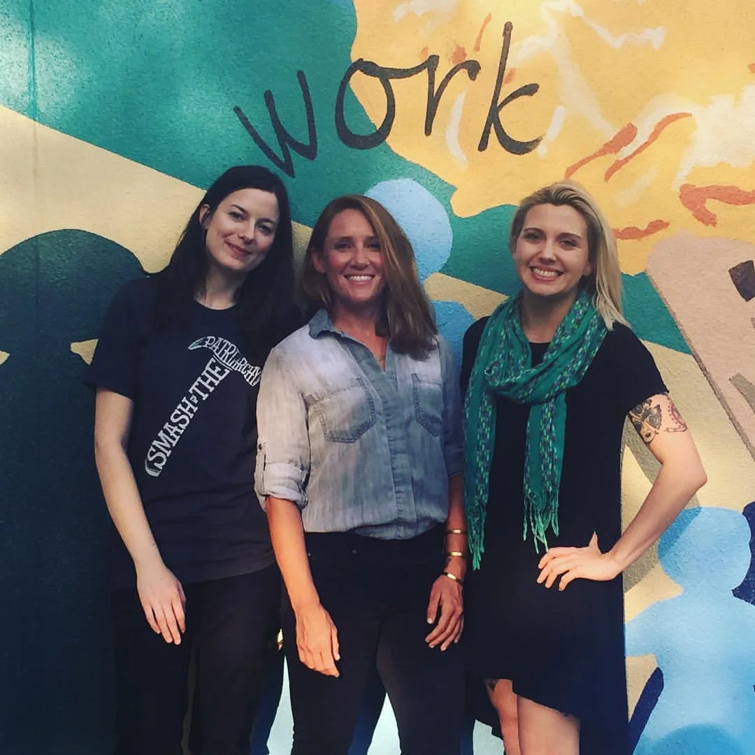 Left to right: Arkansas jewelry designer Bang-Up Betty, Arkansas Women's Outreach founders Katy Simmons and Rachel Achor