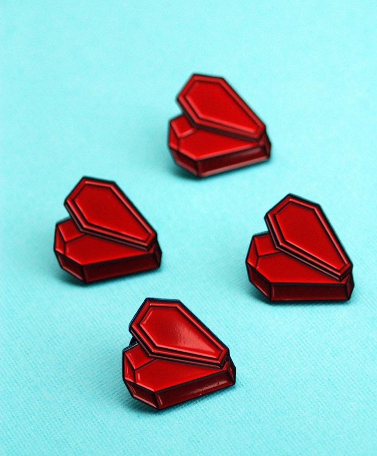 World-famous illustrator Sally Nixon helped me bring my coffin heart pin design to life.