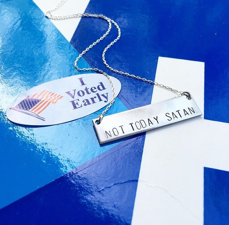 Watching y'all post pics at the polls while wearing Bang-Up Betty handmade jewelry and enamel pins rocked my world.