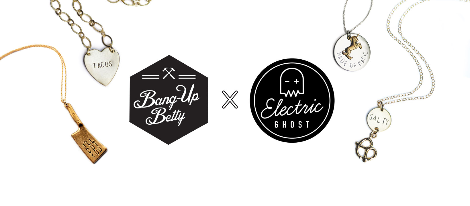 Arkansas handmade jewelry designer Bang-Up Betty pairs with Little Rock screen printers Electric Ghost.