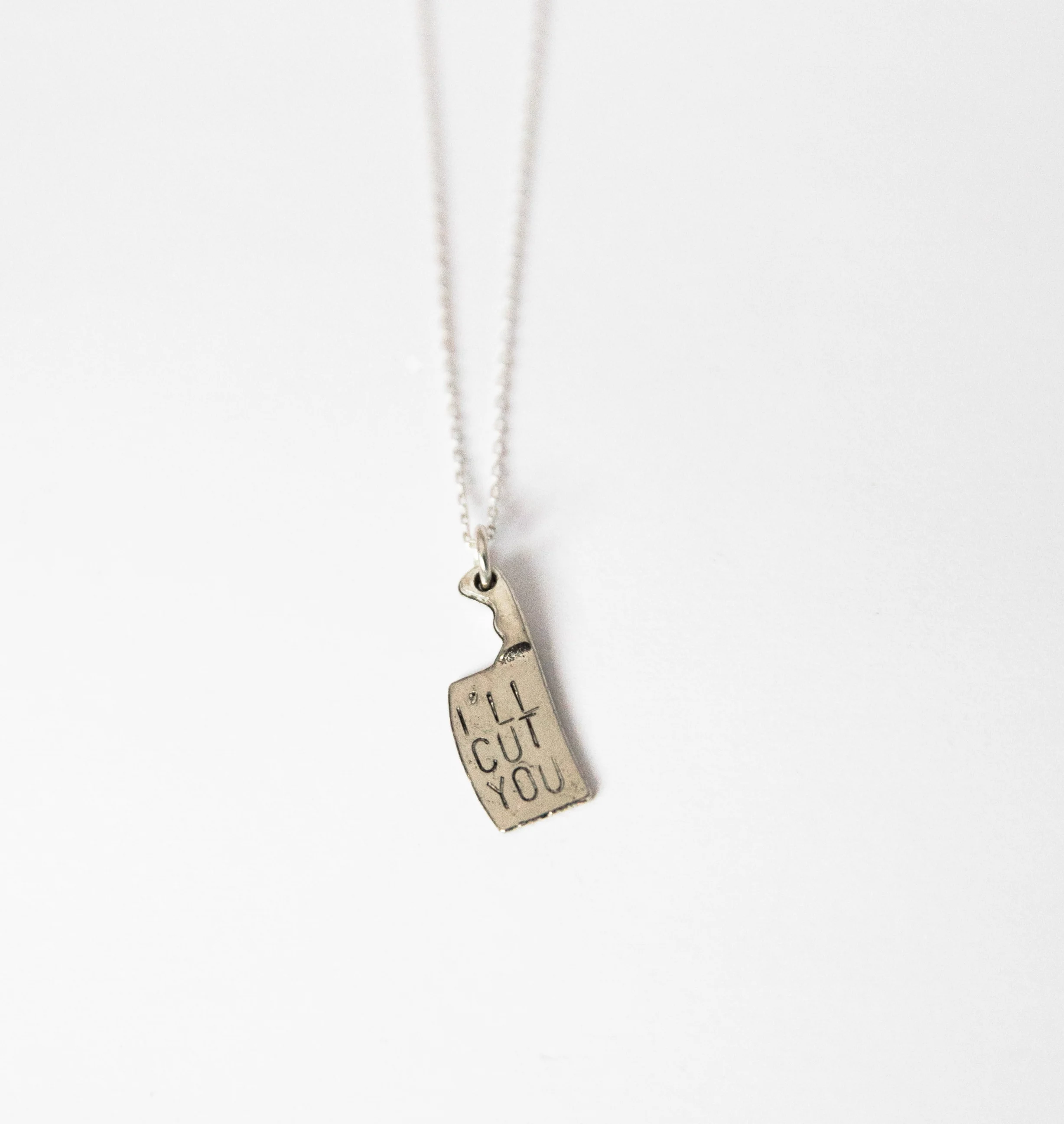 I'll Cut You Butcher Knife Necklace in Silver