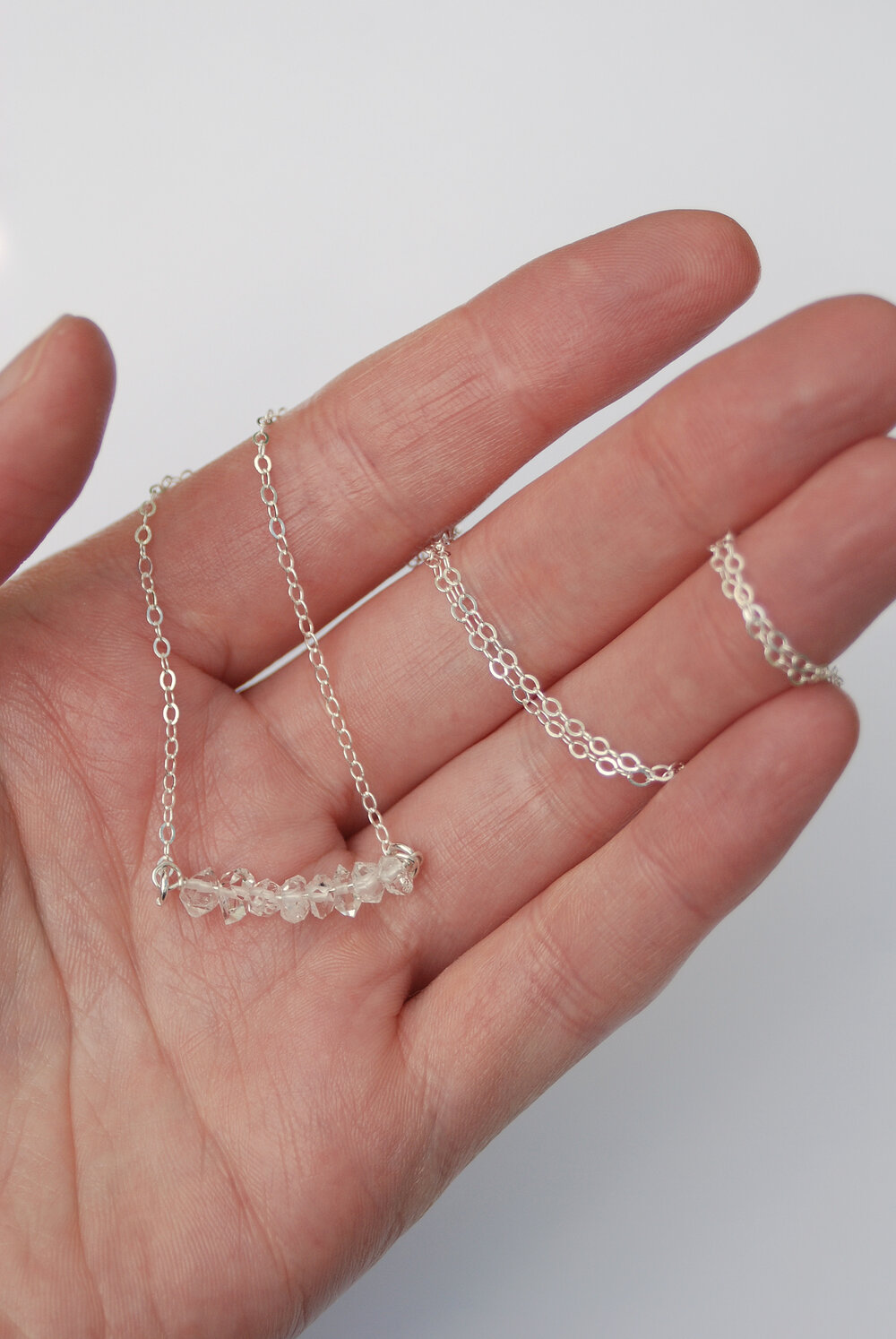 Herkimer Diamond Quartz Gemstone Bar \u2022 Rose Gold Filled Bar Necklace \u2022 April Birthstone \u2022 Gorgeous Double Terminated Herkimer Quartz \u2022