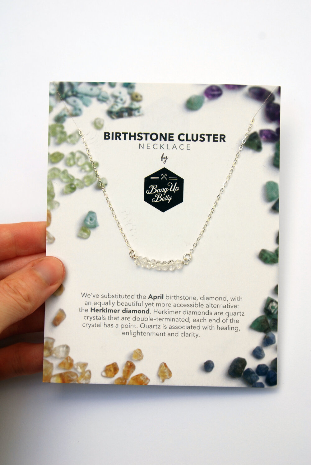Herkimer Diamond Quartz Gemstone Bar \u2022 Rose Gold Filled Bar Necklace \u2022 April Birthstone \u2022 Gorgeous Double Terminated Herkimer Quartz \u2022