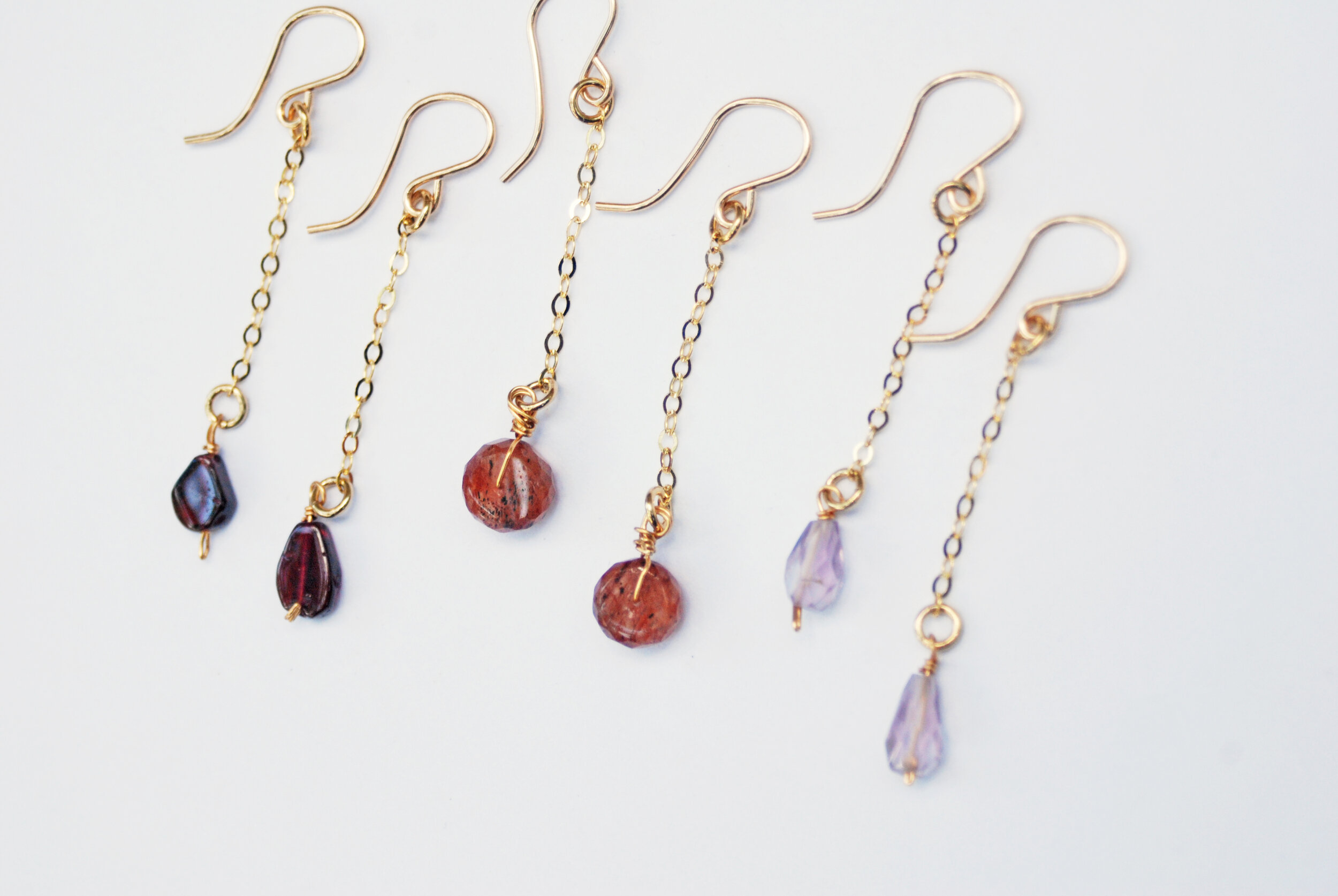 Details about   Strawberry Quartz Earrings Long Smooth Rectangle Drop Natural 14k Gold Sterling 