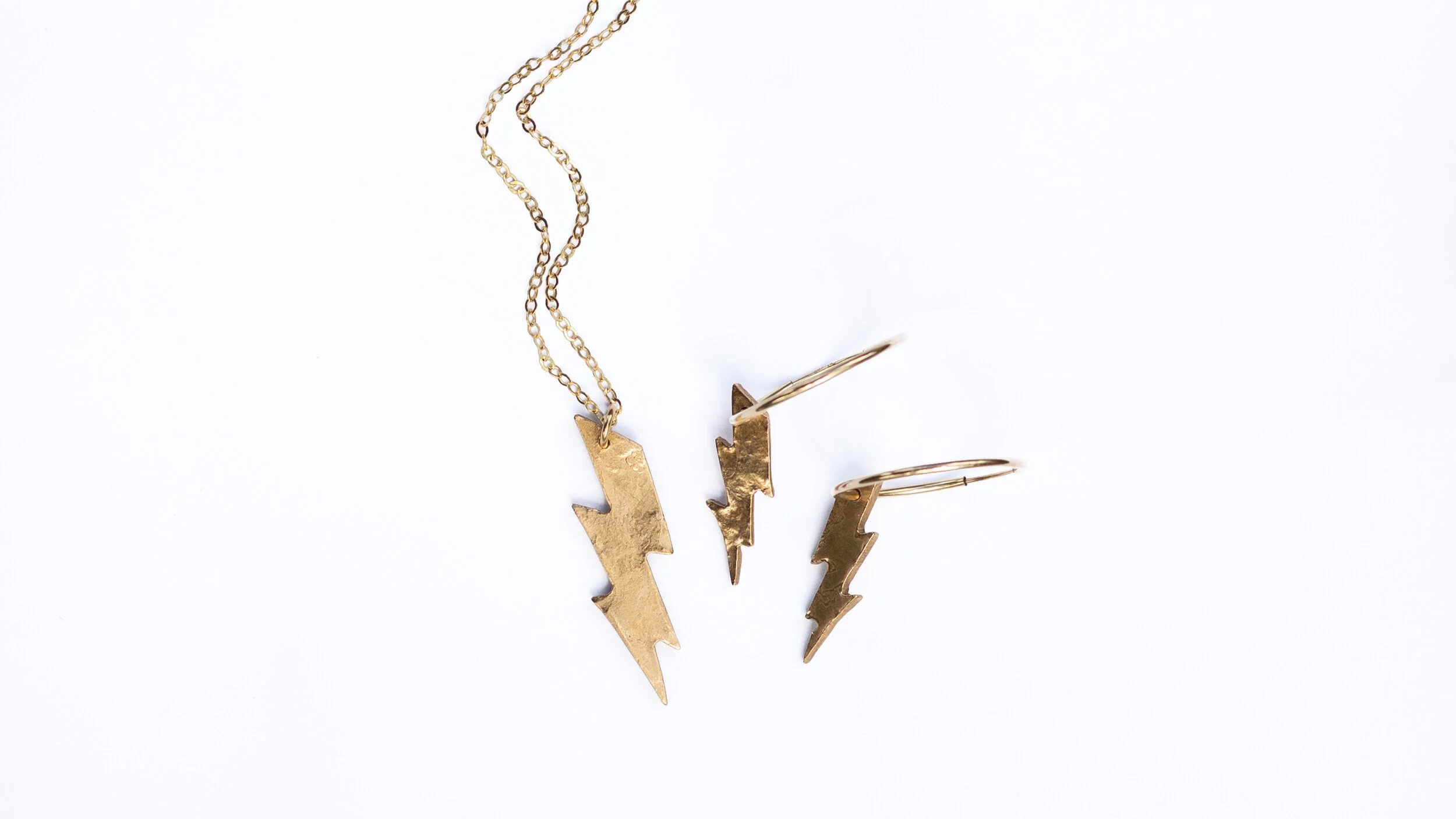 The Zeus Lightning Bolt Necklace and Hoop Earrings — Bang-Up Betty