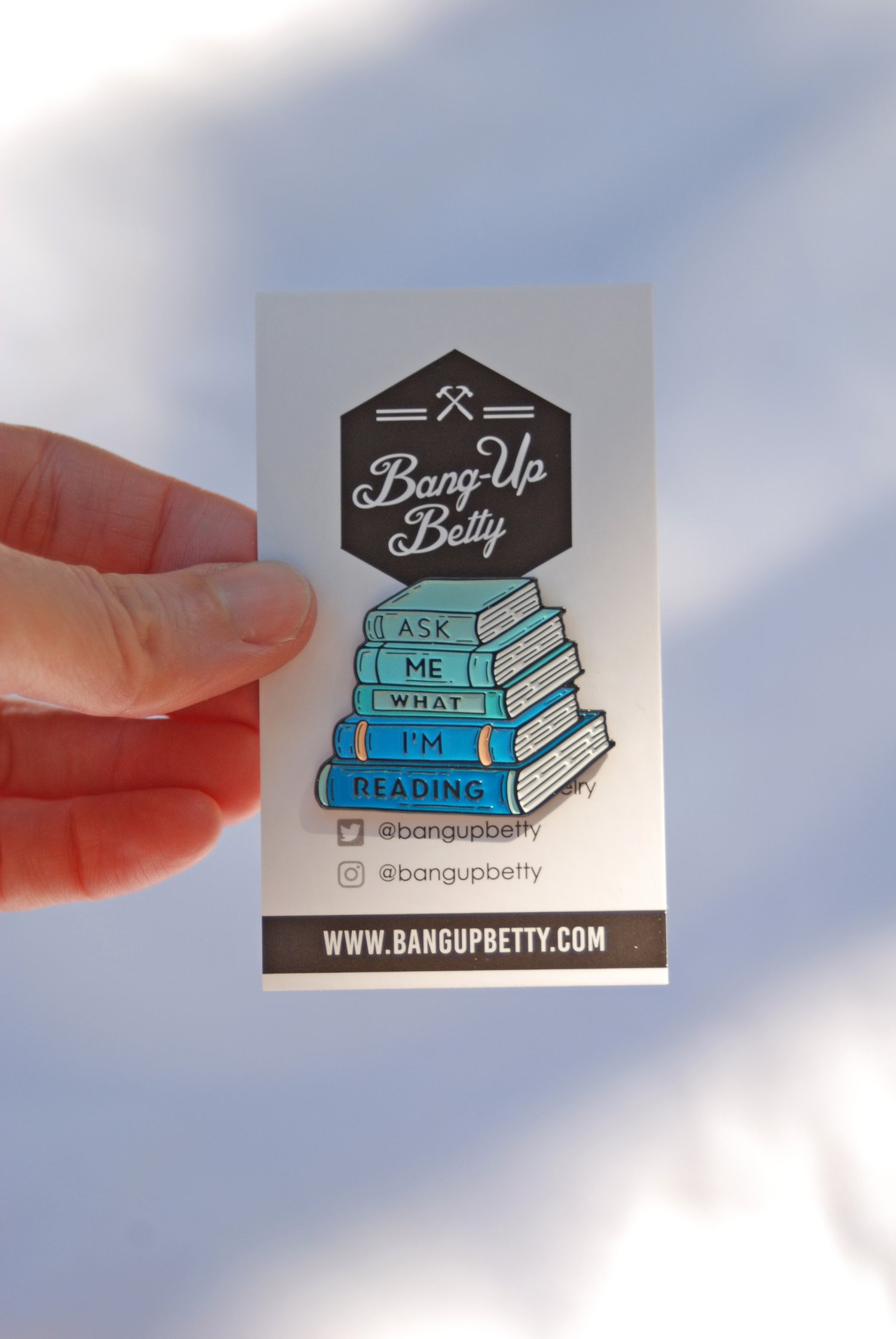 Ask Me What I'm Reading Book Sticker — Bang-Up Betty