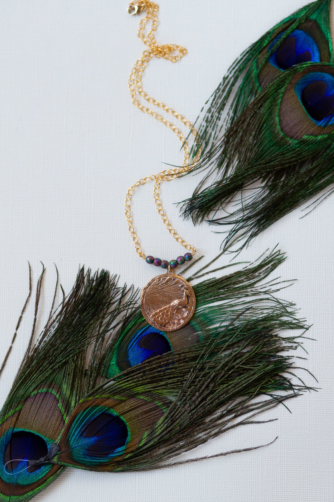Buy Trimmed Peacock Feather Necklace and Earrings Set Online in India - Etsy