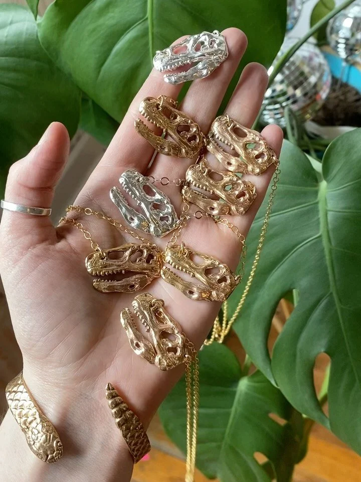 I&rsquo;ve actually been a T Rex my whole life and this necklace I made was just a self-portrait 🦖  This is for real how I used to run as a kid though&hellip; My sister used to call me T Rex ☠️