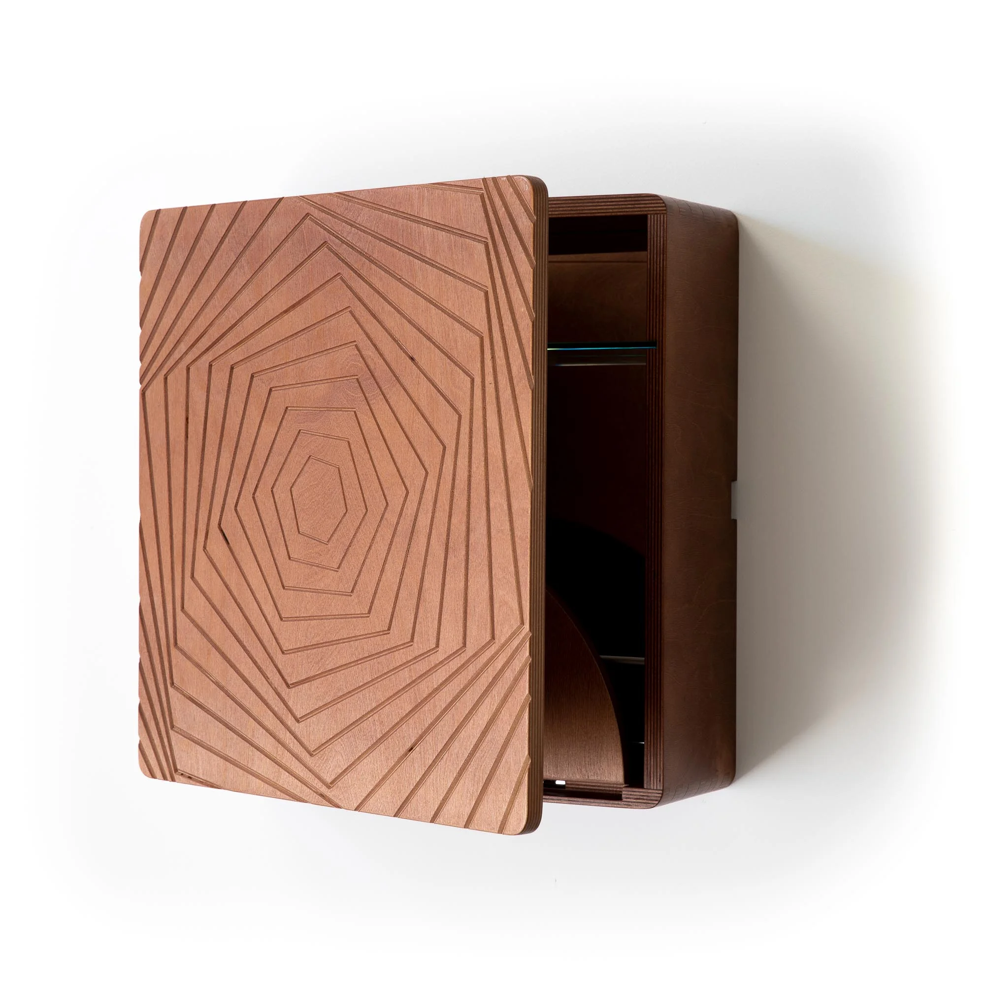 Hex wood carved mini bar