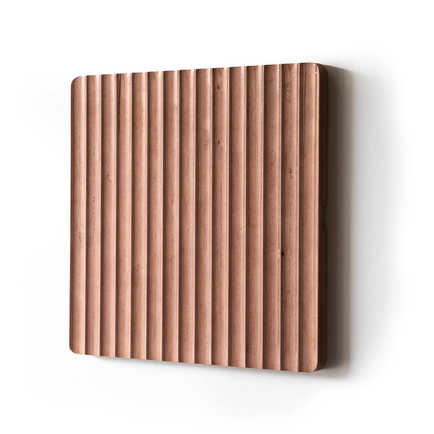 Wood-carved wall panel with row channel design