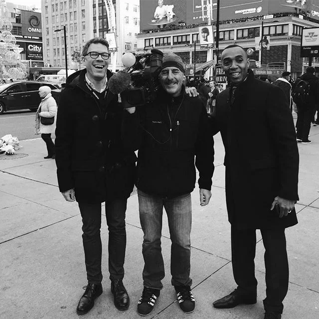 In the field with CBC's Dwight Drummond on Black Friday (Photo: CBC)