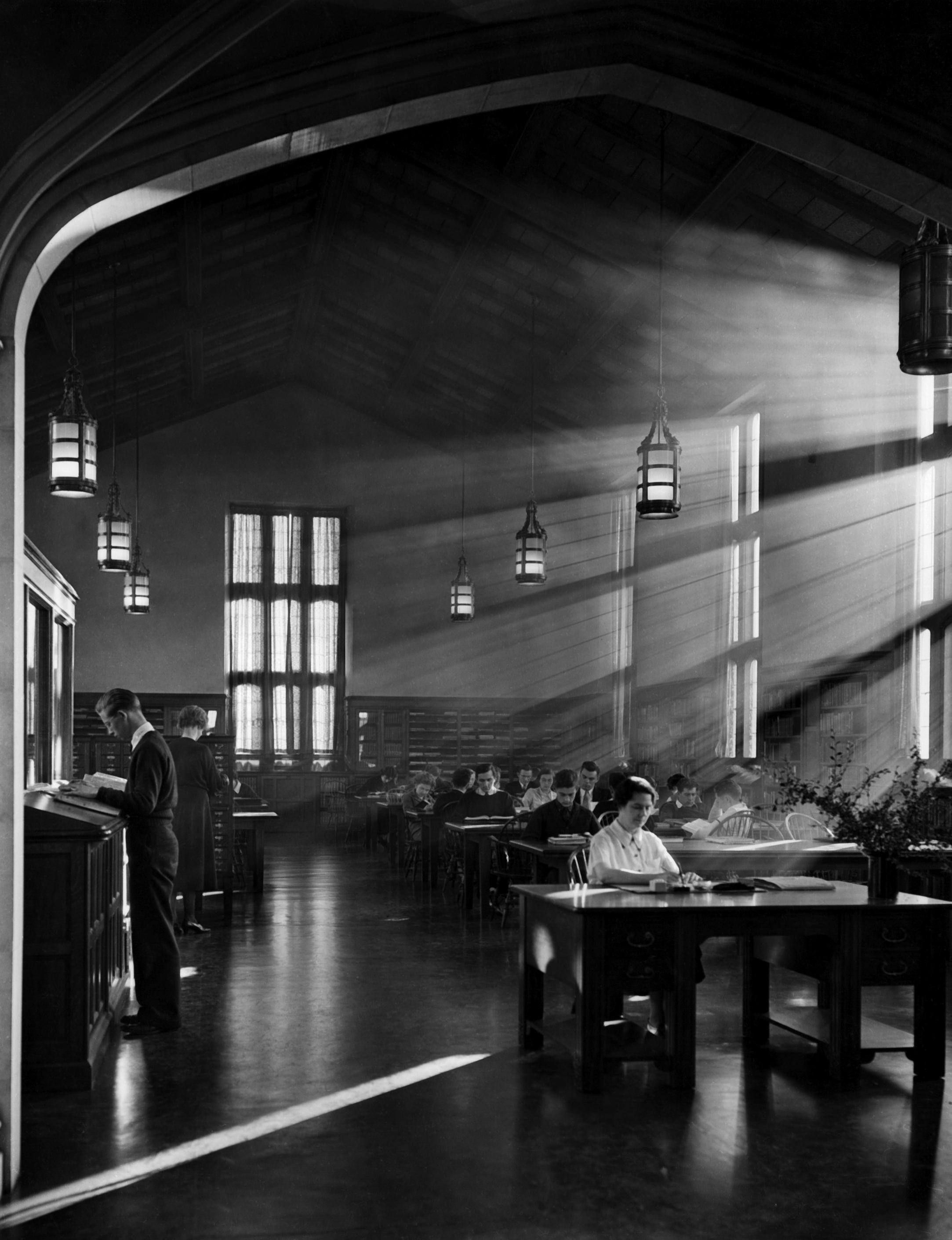 The Hauser Memorial Library interior, ca. 1930.jpg