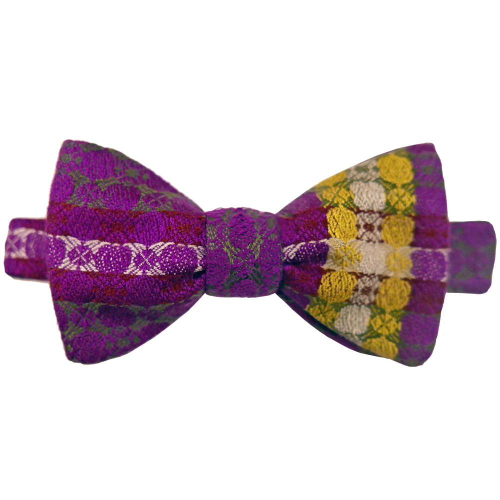 Killiney Hill - Purple Magenta and Green Handmade Silk Self-tie Bow Tie