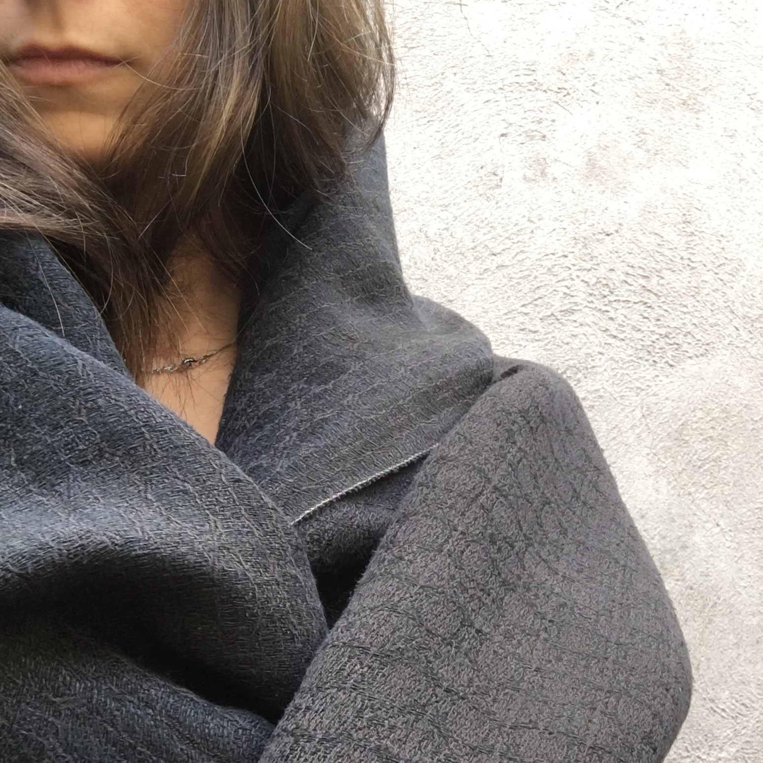 Brendan Joseph charcoal black hand-dyed silk and linen shawl