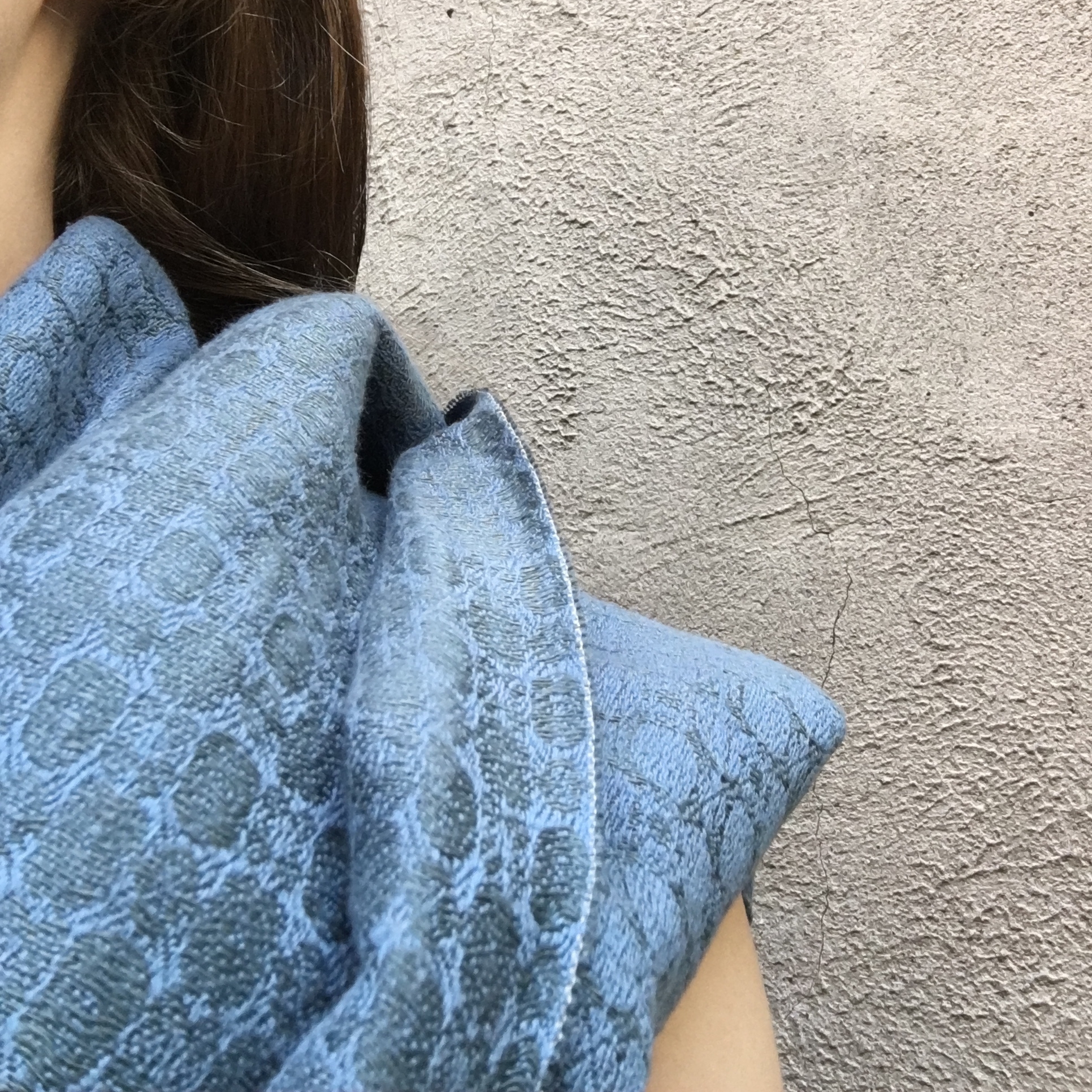 Brendan Joseph blue hand-dyed silk and linen shawls for women and men