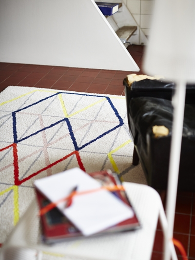 IKEA PS 2014 rug, low pile $79.99, Graphic rug designed by Margrethe Odgaard.