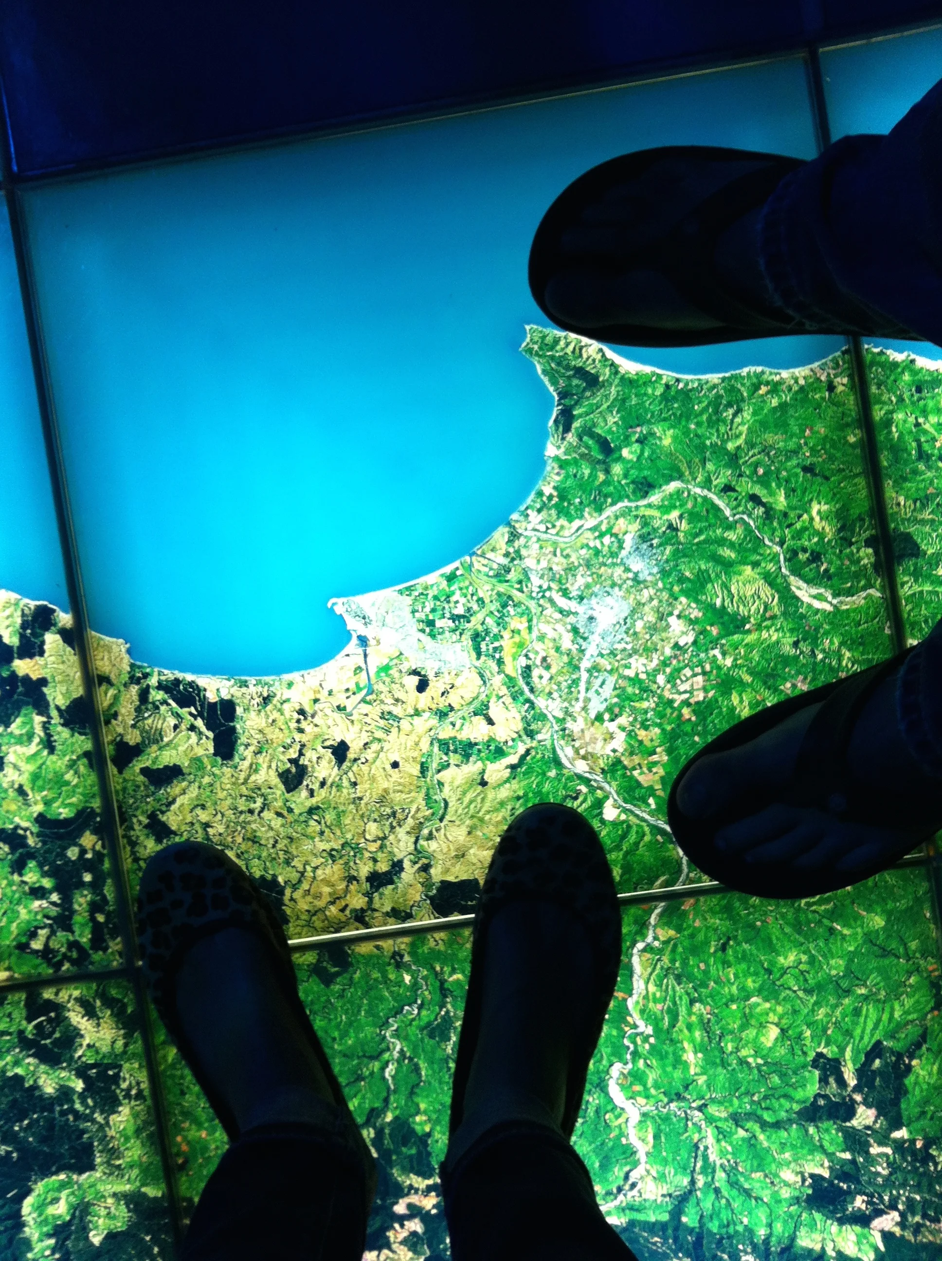 Joe and I standing over "our home", Napier on the floor map.