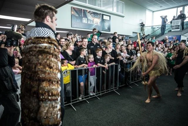 The All Blacks arrival at the Hawke's Bay Airport being welcomed by the local iwi. Photo by Richard Brimer Source