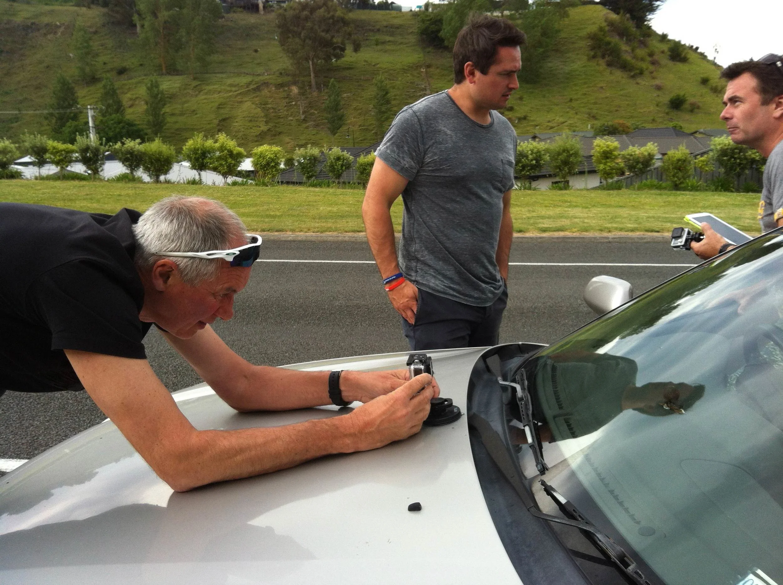 Getting the GoPro ready before our drive around the neighborhood 'Kardashian style' - just swap Kim's Bentley for our Subaru. What you didn't get to see - me shrieking and Joe slamming on the breaks as a rabbit dashed in front of the car while the GoPro was filming. If only this were a comedy show.