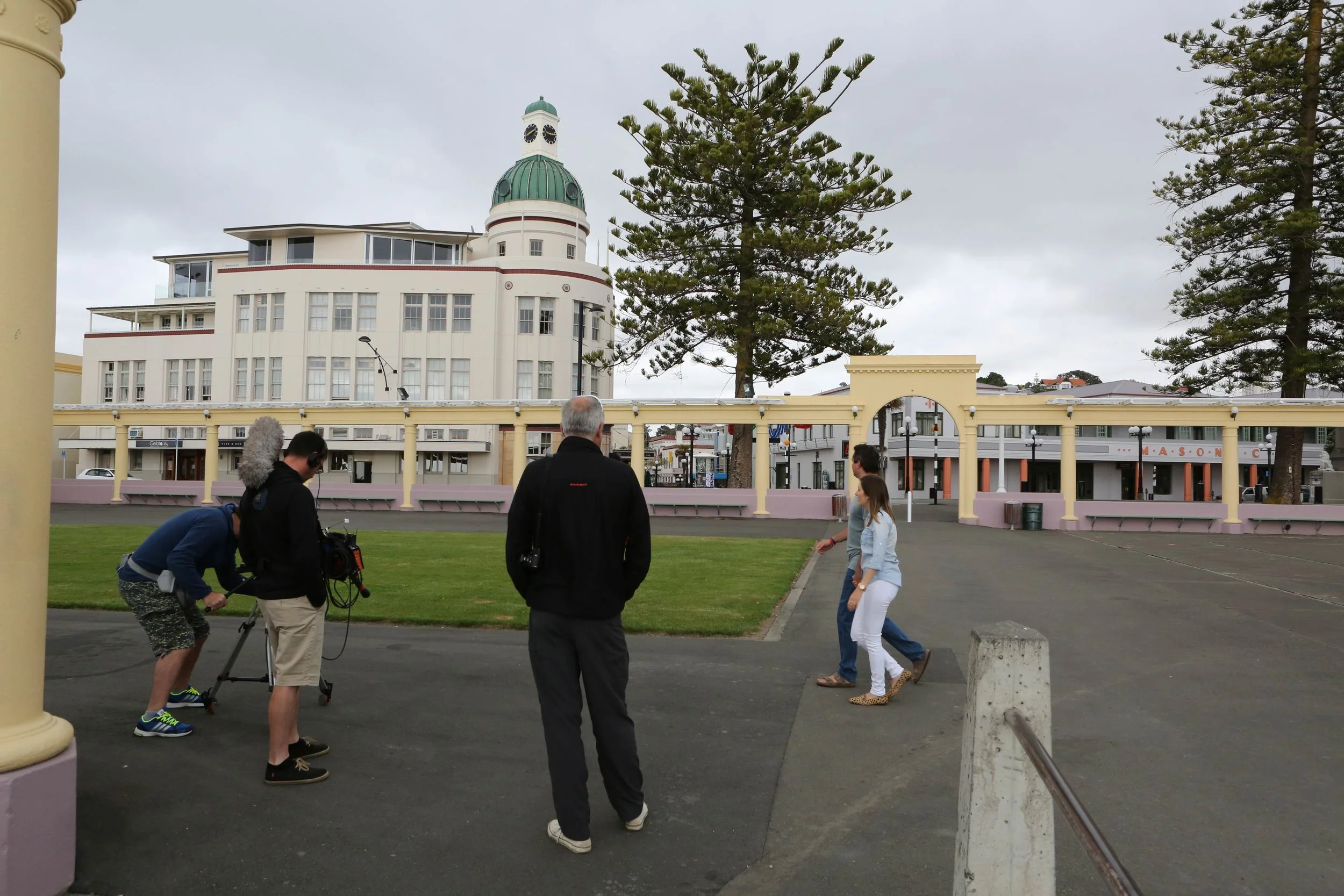 Taking a stroll around Napier. What you didn't get to see: the belly dancing class that set up shop in the background while we were filming. Time for a new location?