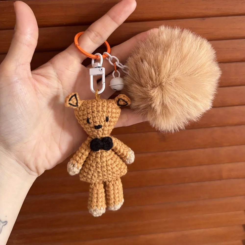 Handmade crochet keychain brown teddy bear — The Patisserie