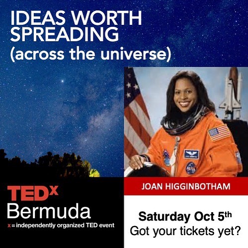 Astronaut Joan Higginbotham will take to the TEDxBermuda stage next Saturday to share her journey to space and beyond. Hear from Joan and 9 other presenters on Saturday Oct. 5th at TEDxBermuda. link for tickets in Bio.

#tedx 
#nasa
#bermuda 
#outher