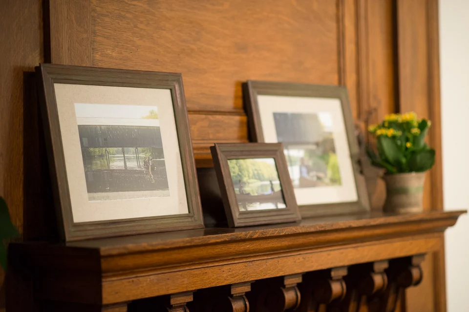 Framed prints from their engagement shoot.