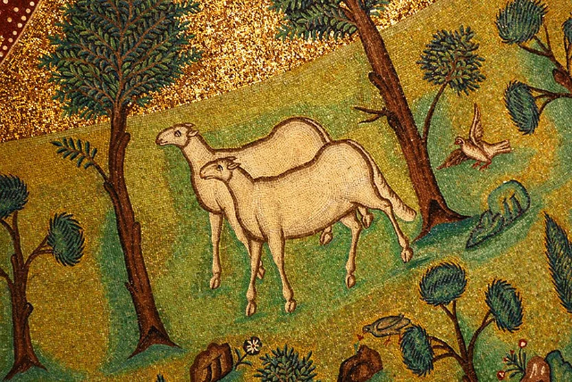Sheep in paradise, from Art in the Christian Tradition , a project of the Vanderbilt Divinity Library, Nashville, TN.