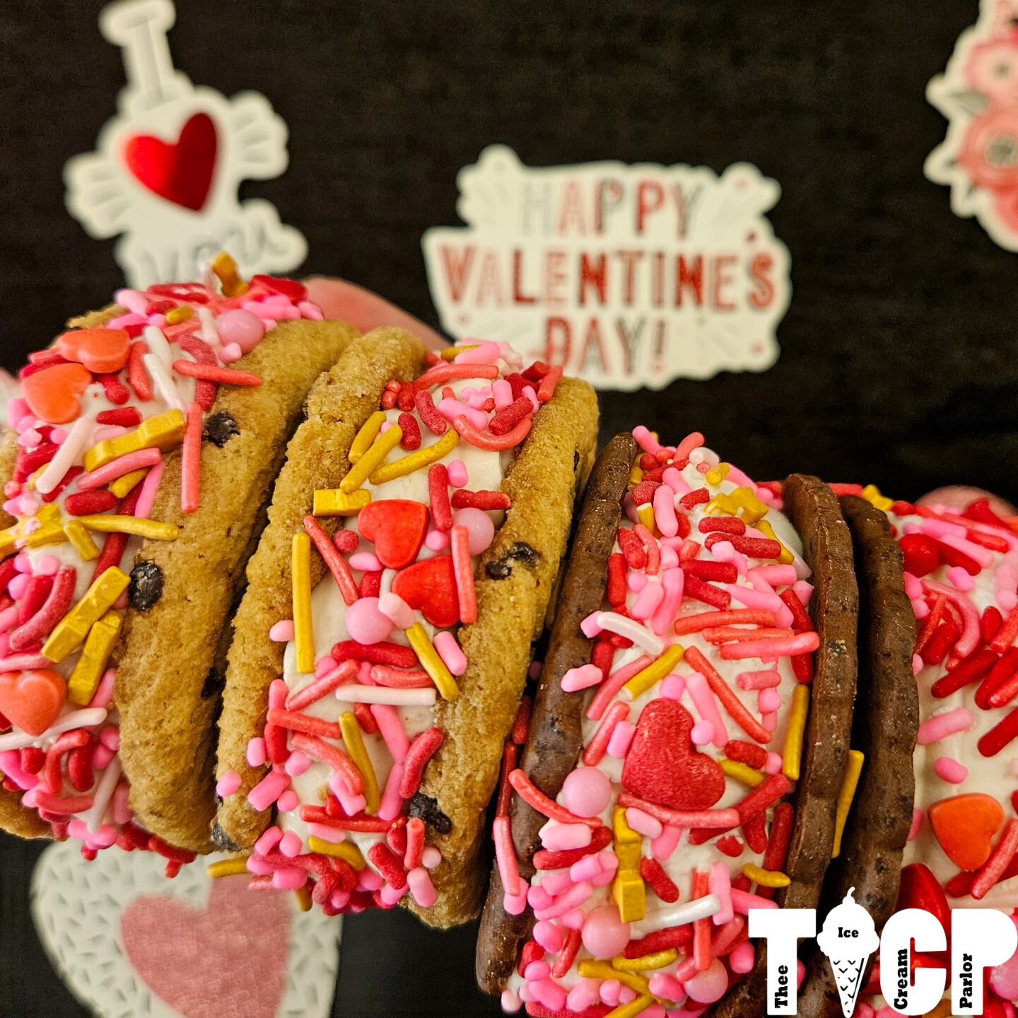 Valentine's Day Ice Cream Sandwiches are available for walk-up and pre-orders! They come 6 in a pack with chocolate wafers or chocolate chip cookies! Send us a message or give us a call at 908-284-1233 to place an order!