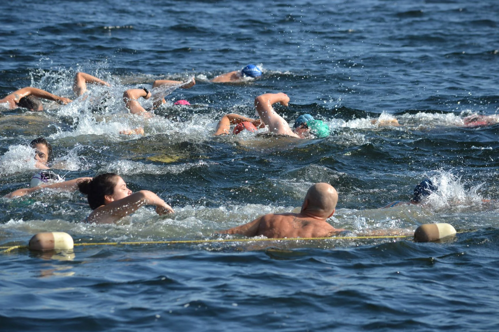 Swimmers during tri-sport