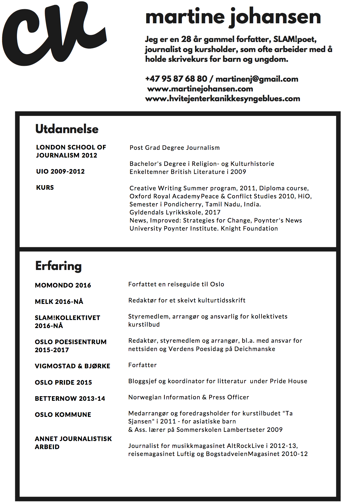 CV Martine Johansen