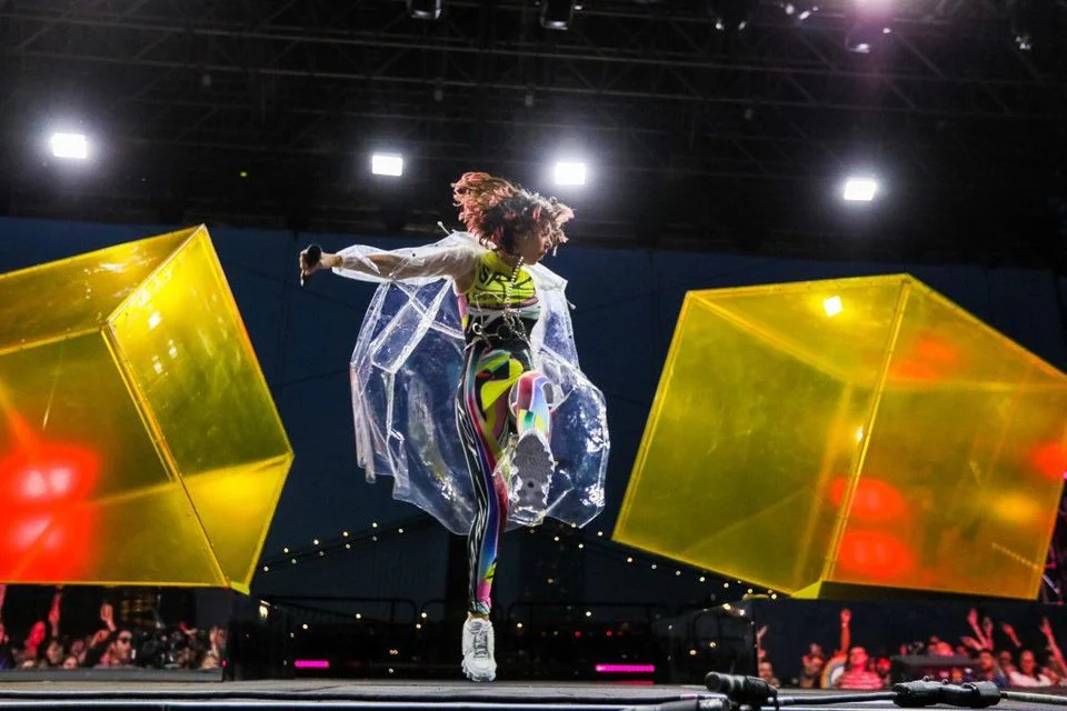 Charli XCX on stage at Pier 17; image courtesy Joe Papeo for Artists Den Entertainment.