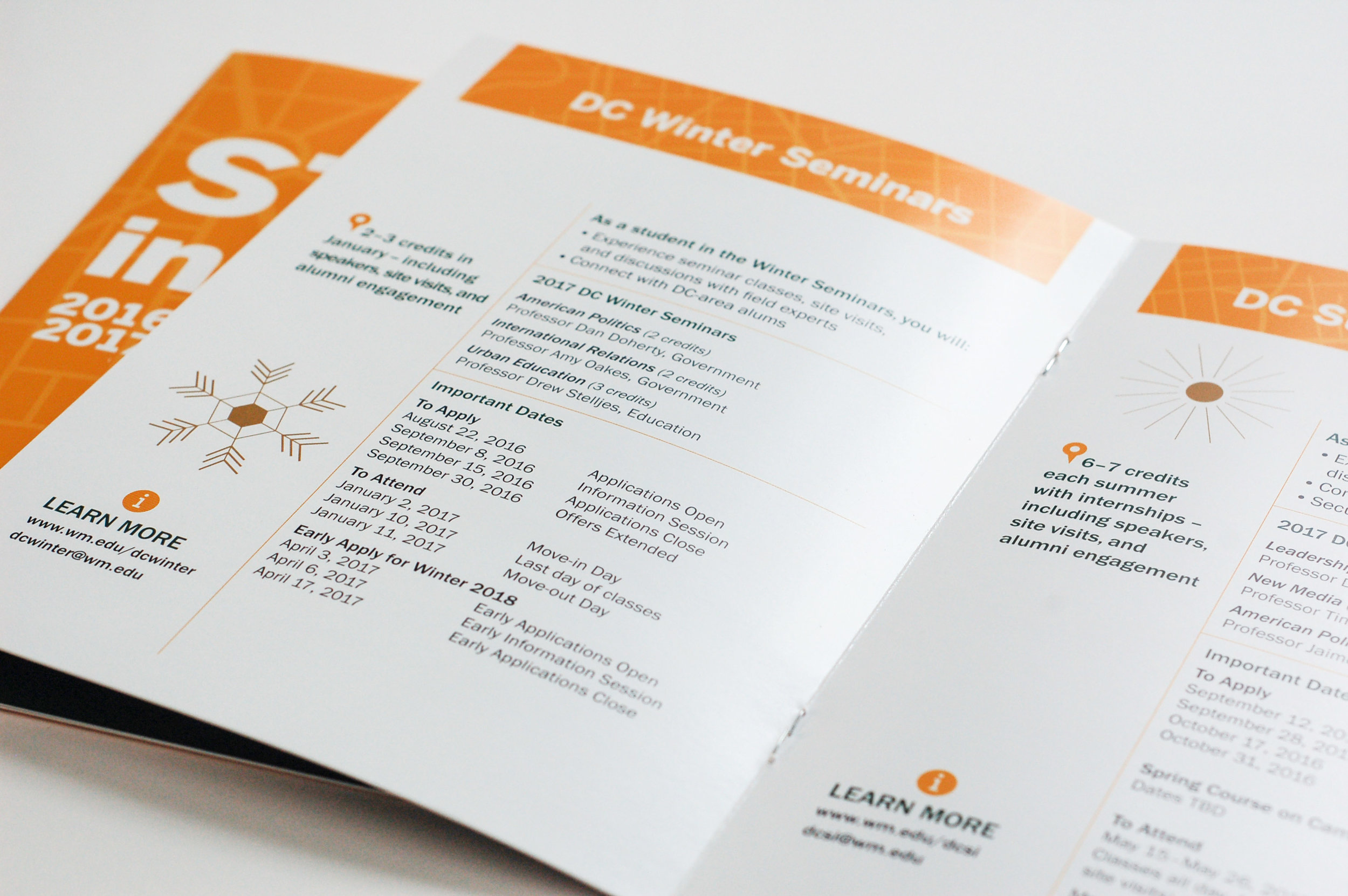 I created one brochure, consolidating materials from five programs so that students could easily see the difference between them and get info on how to apply.