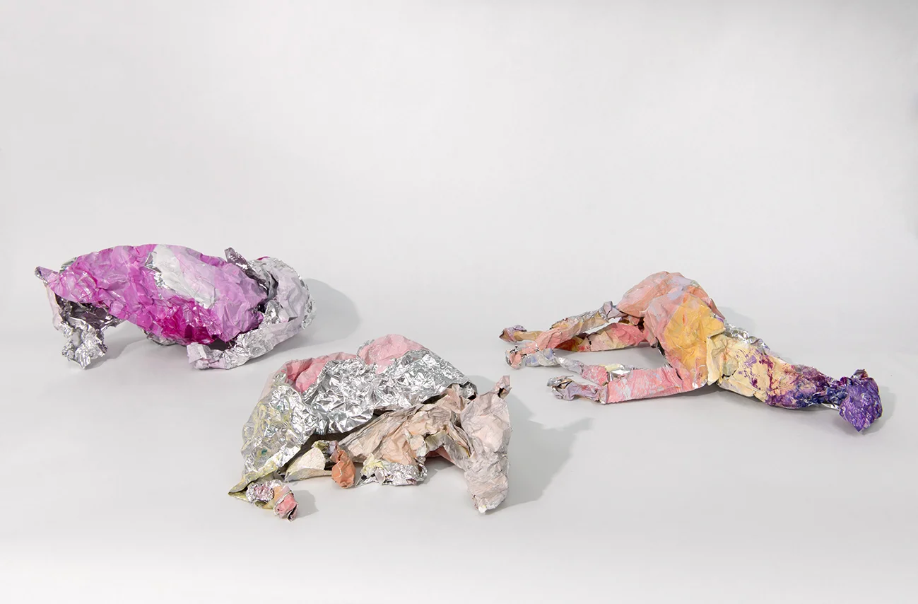 was it me? grouping #1, 2013, oil on foil palette, 2.5 x 8 x 11 in