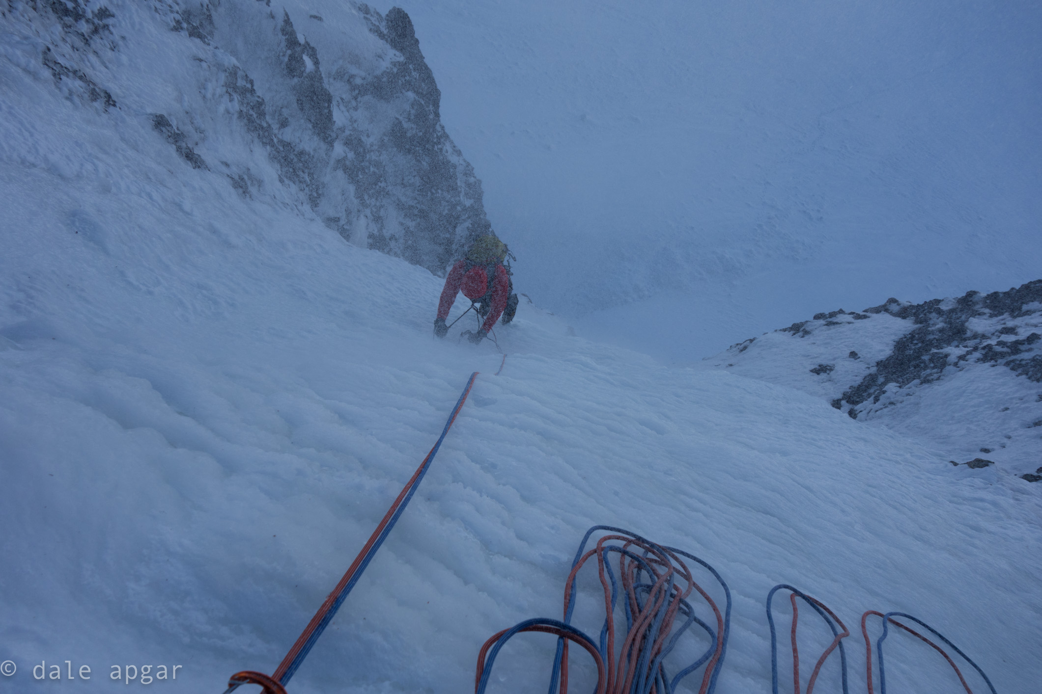 It wouldn't be an alpine ice ascent without at least a little spin drift 