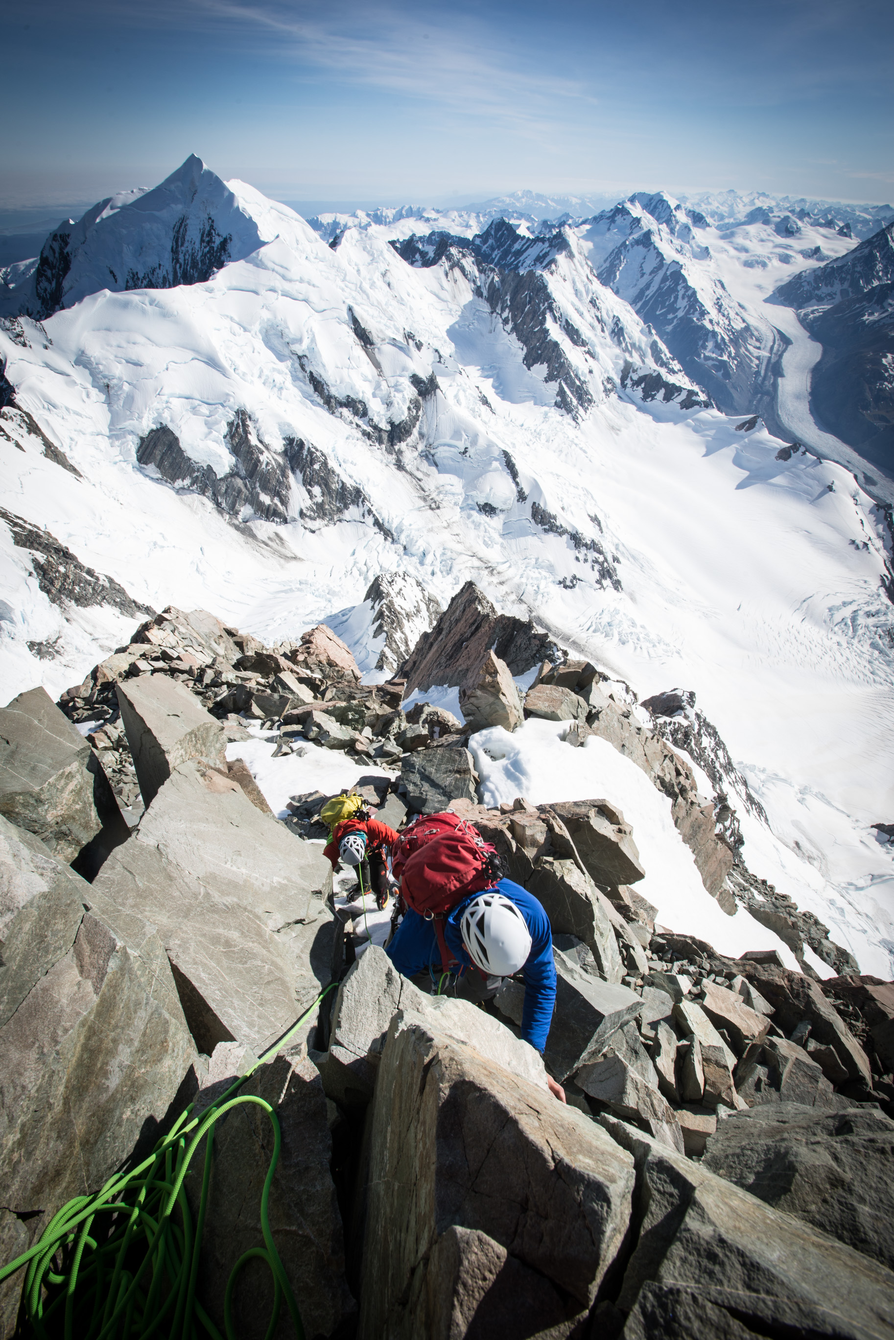 Owen and Jeff Finishing up the Summit Rocks Pitch on Aoraki